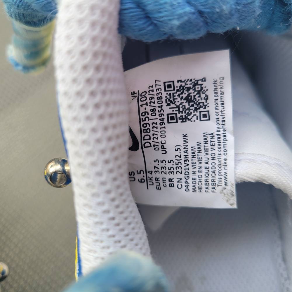 🔥 Custom Nike Air Force 1 • Size 6.5 • Blue + Yellow • Rope Laces • EUC 🔥 - Picture 9 of 10